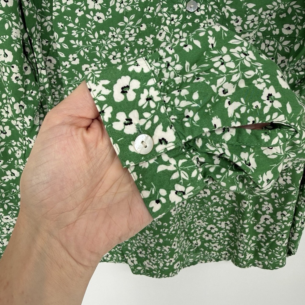 J Jill Top Womens Small Green Floral Peasant Festival Boho Fairy Cottagecore - Picture 6 of 8